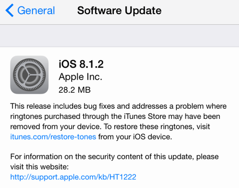 اپل iOS 8.1.2 را منتشر کرد